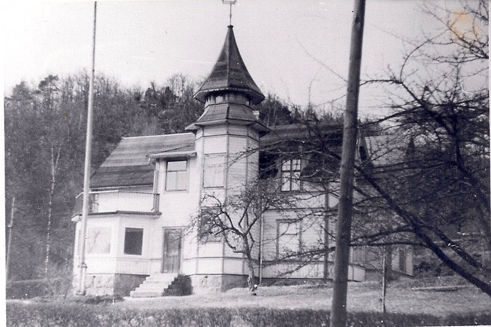 Villa Alicero år 1950 - Historisk bild av husets fasad i Oskarström